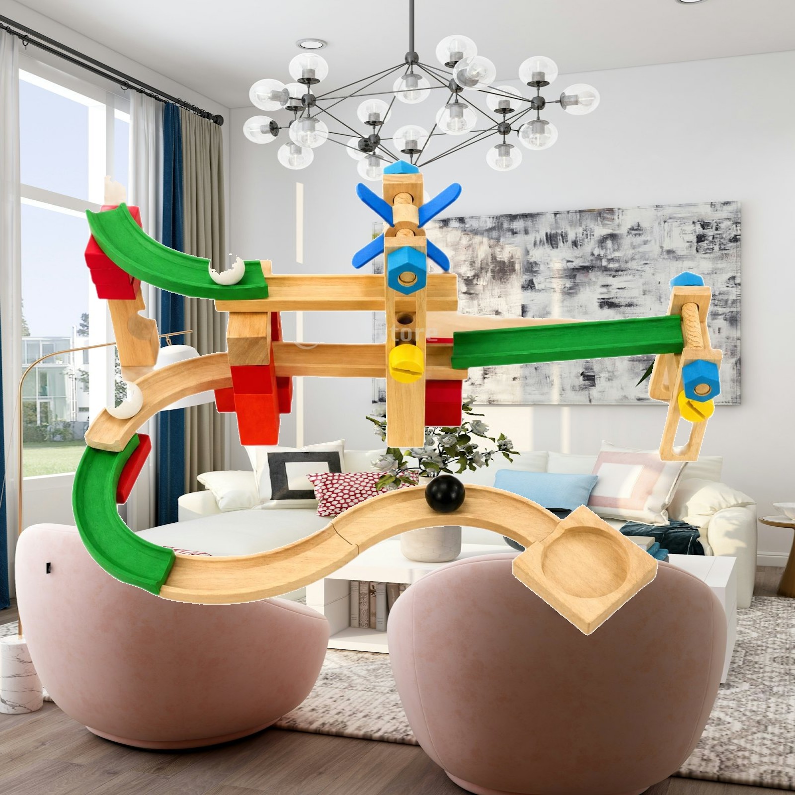 Marble Coaster Set - Houten marmerbaan voor kinderen, een bouwspeelgoedset