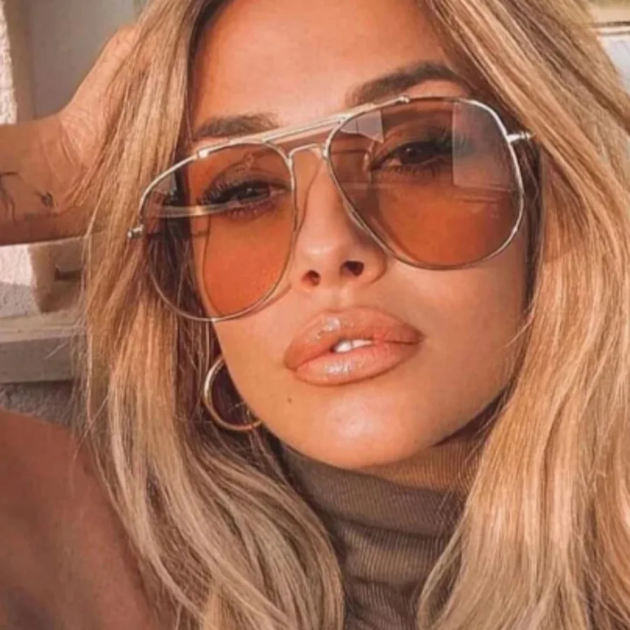 Designer Sunglasses - Retro Metalen Dubbele Brug Pilot Zonnebril