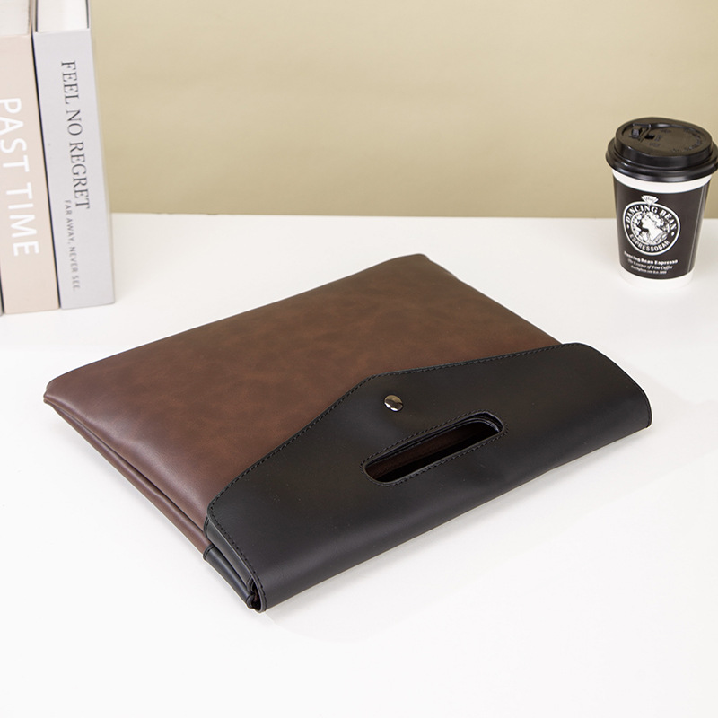 Leather Briefcase - PU-leer slijtvaste heren clamshell sluiting handgreep